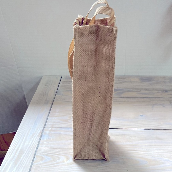 Burlap Wine Bottle Bag with Handles Christmas Holiday Festive CHRISTMAS TREE Wi - Picture 6 of 9